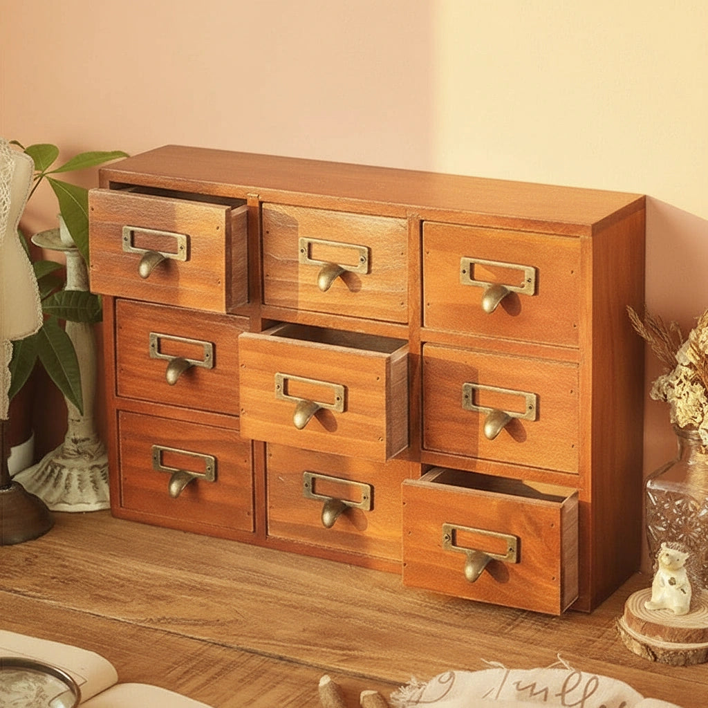 9 Drawer Wooden Cabinet