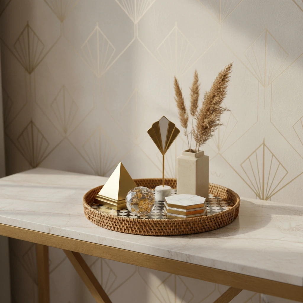 Large Round Rattan Shell Tray