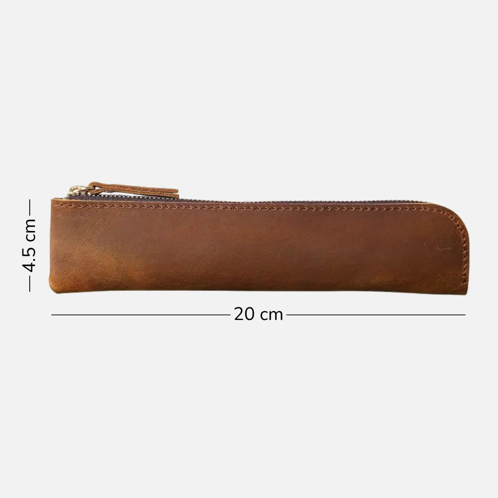 Vintage Leather Sleek Pencil Case